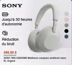 Canada Computers SONY WH-1000XM6 Meilleurs casques antibruit sans fil, Argent offer