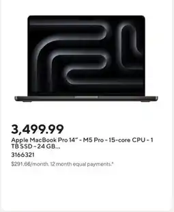 Staples Apple MacBook Pro 14" - M5 Pro-15-core CPU-1 TB SSD-24 GB offer