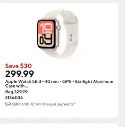 Staples Apple Watch SE 3-40 mm - GPS - Starlight Aluminum Case with offer