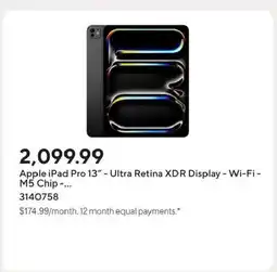 Staples Apple iPad Pro 13" - Ultra Retina XDR Display - Wi-Fi- M5 Chip offer