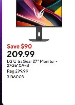 Staples LG UltraGear 27" Monitor - 27G610A-B offer