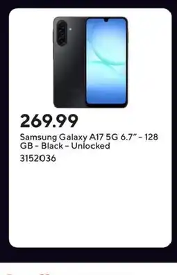 Staples Samsung Galaxy A17 5G 6.7"-128 GB Black- Unlocked offer