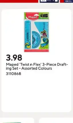 Staples Maped 'Twist n Flex' 3-Piece Draft- ing Set Assorted Colours offer