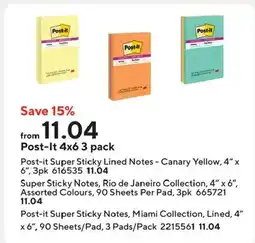 Staples Post-it Super Sticky offer
