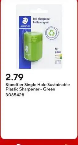 Staples Staedtler Single Hole Sustainable Plastic Sharpener - Green offer