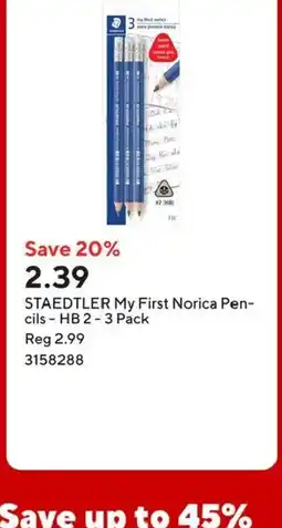 Staples Staedtler my first norica pen- cils hb2-3 pack offer
