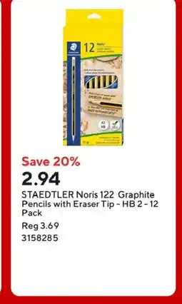 Staples Staedtler noris 122 graphite pencils with eraser tip - hb 2-12 offer