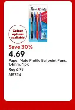 Staples Paper Mate Profile Ballpoint Pens, 1.4mm, 4 pk offer