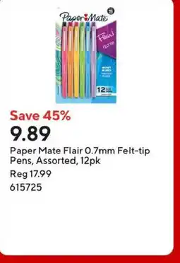 Staples Paper Mate Flair 0.7mm Felt-tip Pens, Assorted, 12pk offer