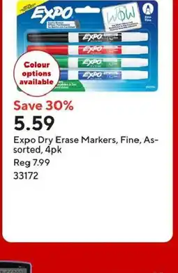 Staples Expo Dry Erase Markers, Fine, As- sorted, 4pk offer