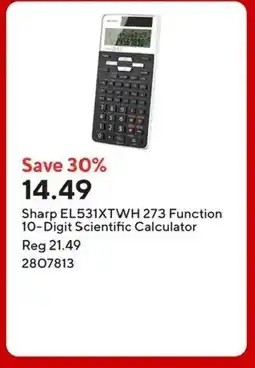 Staples Sharp EL531XTWH 273 Function 10-Digit Scientific Calculator offer