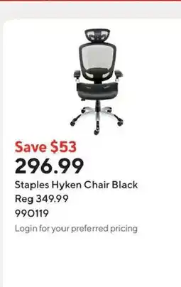 Staples Staples Hyken Chair Black offer