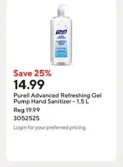 Staples Purell Advanced Refreshing Gel Pump Hand Sanitizer offer