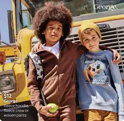 Walmart George fleece hoodie, fleece crew or woven pants offer