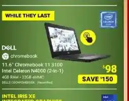 Visions Electronics DELL 11.6" Chromebook 11 3100 Intel Celeron N4000 (2-in-1) offer