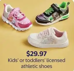 Walmart Kids' or toddlers' licensed athletic shoes offer