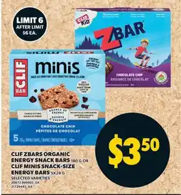 Valu-mart CLIF ZBARS ORGANIC ENERGY SNACK BARS, 180 G OR CLIF MINIS SNACK-SIZE ENERGY BARS offer