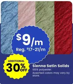 Fabricland Sienna Satin Solids offer