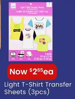 Fabricland Light T-Shirt Transfer Sheets offer