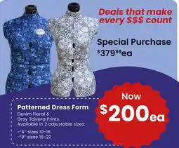 Fabricland Patterned Dress Form offer