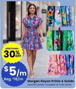 Fabricland MORGAN RAYON PRINTS & SOLIDS offer