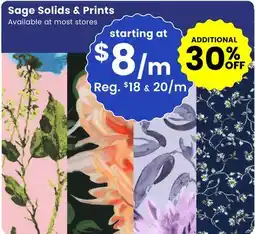 Fabricland SAGE SOLIDS & PRINTS offer