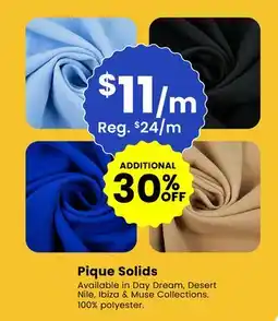 Fabricland Pique Solids offer