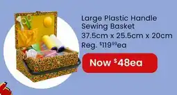 Fabricland Large Plastic Handle Sewing Basket offer