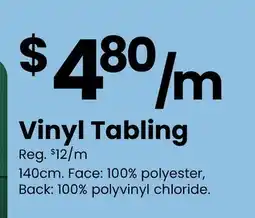 Fabricland Vinyl Tabling offer