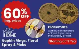 Fabricland NAPKIN RINGS, FLORAL SPRAY & PICKS PLACE MATS offer
