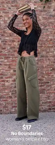 Walmart No Boundaries women's empire top offer