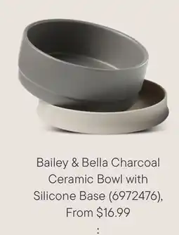 Petvalu Bailey & Bella Charcoal Ceramic Bowl with Silicone Base offer