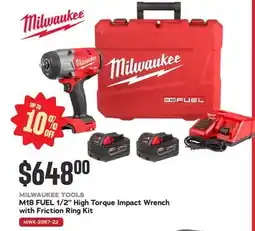 Bumper to Bumper MILWAUKEE TOOLS M18 FUEL 1/2 High Torque Impact Wrench with Friction Ring Kit offer