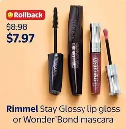 Walmart Rimmel Stay Glossy lip gloss or Wonder'Bond mascara offer