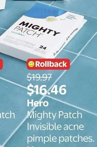 Walmart Hero Mighty Patch Invisible acne pimple patches offer