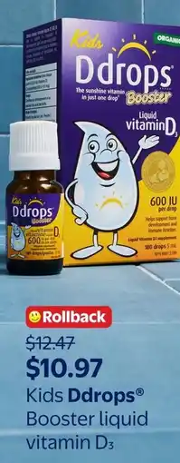 Walmart Kids Ddrops Booster liquid vitamin D3 offer