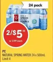 Shoppers Drug Mart Pc natural spring water offer