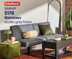 Walmart Mainstays studio grey futon offer