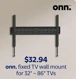 Walmart onn. fixed TV wall mount for 32"-86" TVs offer