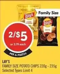 Shoppers Drug Mart Lay's family size potato chips offer