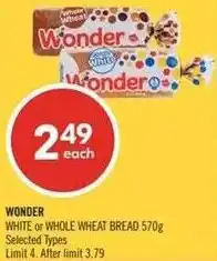 Shoppers Drug Mart Wonder white or whole wheat bread offer