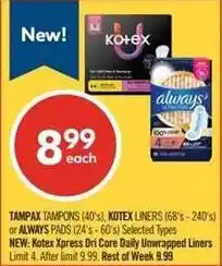 Shoppers Drug Mart Tampax tampons offer
