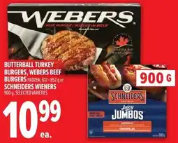 Metro WEBERS Butterball turkey burgers, webers beef burgers frozen or schneiders wieners offer