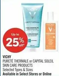 Shoppers Drug Mart Vichy pureté thermale or capital soleil skin care products offer