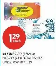Shoppers Drug Mart No name or Pc Facial Tissue offer