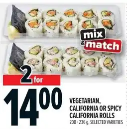 Metro Vegetarian, california or spicy california rolls offer