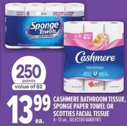 Metro Cashmere bathroom tissue, sponge paper towel or scotties facial tissue offer