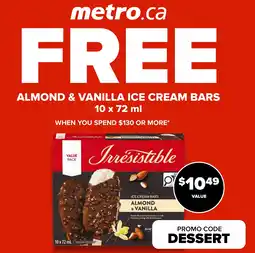 Metro Irresistible almond & vanilla ice cream bars offer