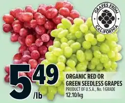 Metro Organic red or green seedless grapes offer