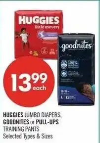 Shoppers Drug Mart Huggies jumbo diapers, goodnites or pull-ups offer